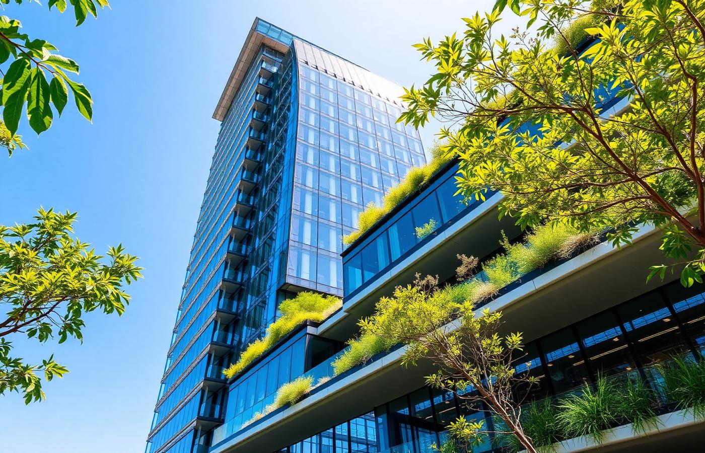 Sustainable commercial building with planted terraces
